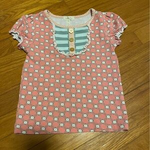 Matilda Jane Happy & Free Cookie Party Pink and Blue Girl’s Size 6 Short Sleeve